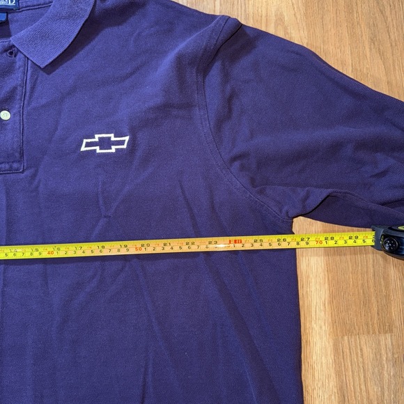Lands End Men's Polo Sz 2X Chevrolet Chevy Logo Long Sleeve Cotton Purple VTG - Picture 4 of 8